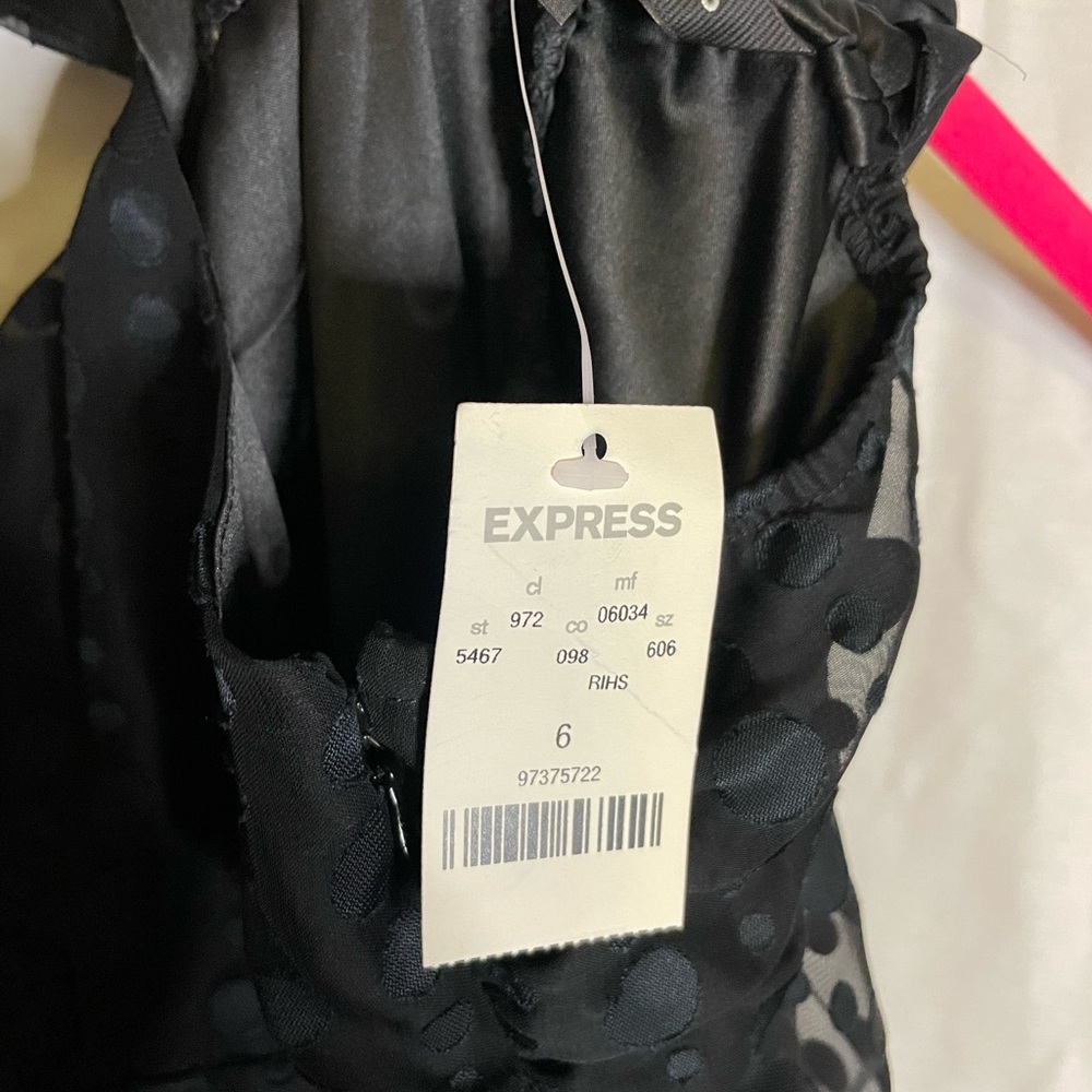 NWT Express Design Studio Black Halter Tank Top with black dots pattern Size 6 - Picture 10 of 11